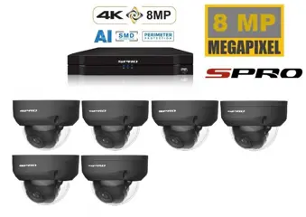 S-PRO camerasysteem met 6 X 8 MP dome camera