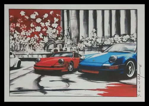 Decoratief object - Porsche 911 - Landscape art series -