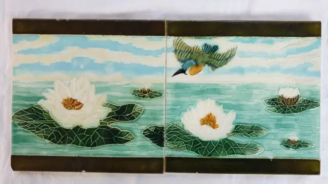 Societé Ceramique Morialmé - Twee Art Nouveau tegels met