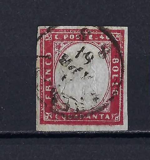 Italiaanse oude staten - Sardinië 1860 - 40C carminio lillaceo - Sassone 16Cb