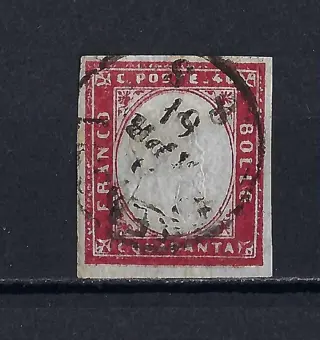 Italiaanse oude staten - Sardinië 1860 - 40C carminio lillaceo - Sassone 16Cb
