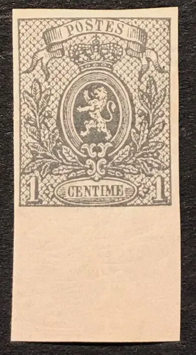 België 1866/1867 - Kleine Leeuw- 1c Grijs ONGETAND - GROTE LUXE met VELRAND - OBP 22