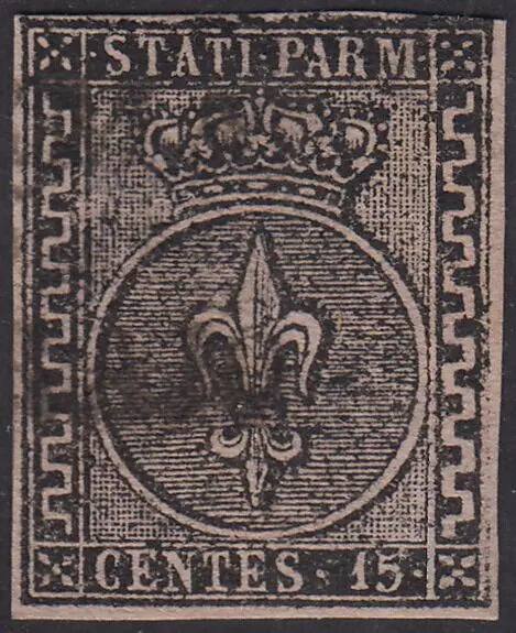 Italiaanse oude staten - Parma 1859 - I emissione c. 15 rosa con greca destra evidentemente larga - Sassone N. 3b