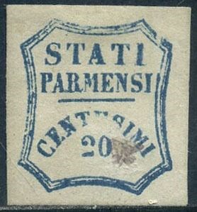 Italiaanse oude staten - Parma 1859 - Provisional Government, 20 cents azure. Wide margins. - Sassone N. 15