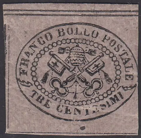 Italiaanse oude staten - Pauselijke Staat 1868 - II emissione c. 3 grigio rosa - Sassone N. 14