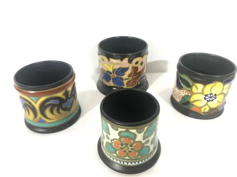 Plateelbakkerij Zuid-Holland - 4 stuks Plateel Art Nouveau