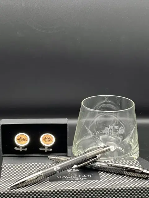 Macallan pens, glass and cufflinks - N/A