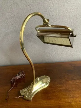 Bureaulamp rond 1920 - brons/messing/glas