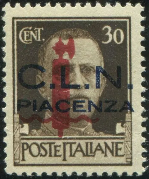 Italië 1945 - CLN Piacenza. ‘Imperiale’ 30 cents overprinted. Issue of 100 pieces. With certificate.