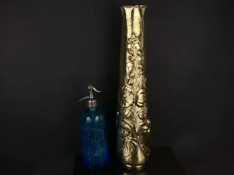 Zeer grote naturalist koperwerk vaas - 55 cm