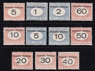 Italiaans Somalië 1926 - Postage due with values in Italian currency, 11 certified values - sassone 41/51