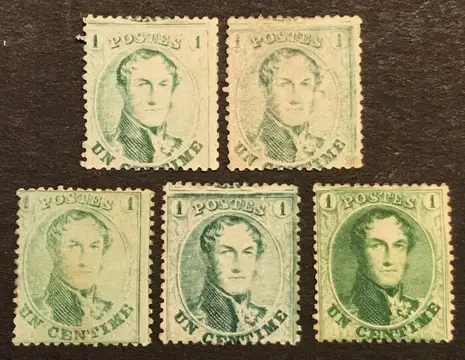 België 1863 - Medaillon 1c - Mooie waaier aan verschillende nuances - OBP 13B