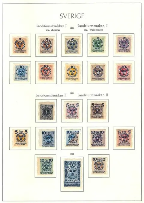 Zweden 1916 - Postage due/Pro local militia – 1st and 2nd type – 21 values – MNH - Yvert 76-96/Michel 86-106