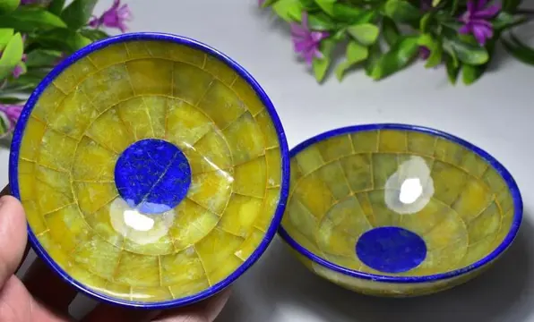 Paar Lapis Lazuli &amp; Serpentijn Kom - 42×117×117 mm -