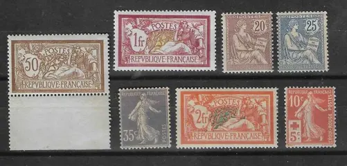 Frankrijk - Lovely set of semi-modern stamps - Yvert n°120, 121, 126, 127, 136, 145, 147
