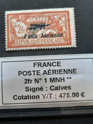 Frankrijk 1927/1927 - Single stamp - Poste Aérienne N° 1 signé Calves Côte Yvert et Tellier 475€