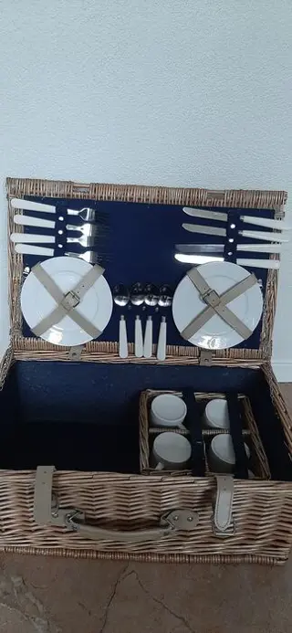 Picknickmand (22) - Keramiek, ,Wilgetenen, Roestvrijstaal