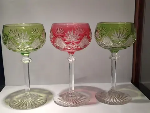 3 Val Saint Lambert wijnglazen - Kristal - Modèle Berncastel