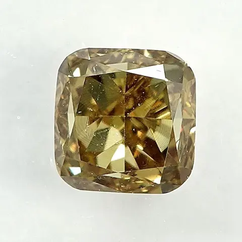 Diamant - 0.39 ct - Cushion - Natural Fancy Grayish Yellow