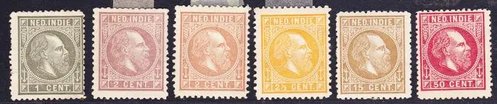 Nederlands-Indië 1870/1888 - Koning Willem III - NVPH 3, 5, 6, 7, 11, 15