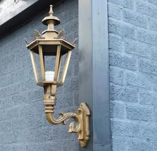 Wandlamp , messing gepatineerd