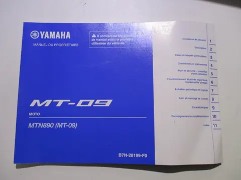 INSTRUCTIEBOEKJE Yamaha MT 09 2018 - 2020