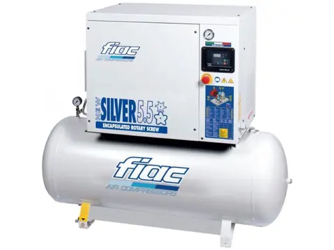 Fiac NewSilver 5.5 / 200 Silent 4 kW 450 L / min 10 Bar Elektrische Schroefcompressor met ketel