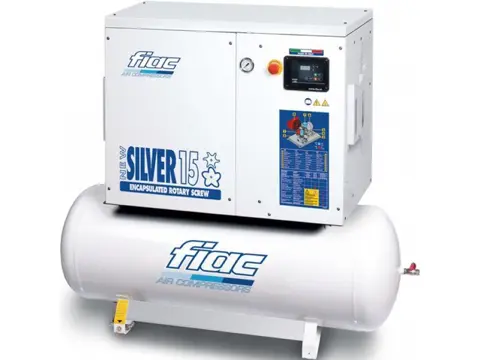 Fiac New Silver 15 / 500 Silent 11 kW 1430 L / min Elektrische Schroefcompressor met ketel
