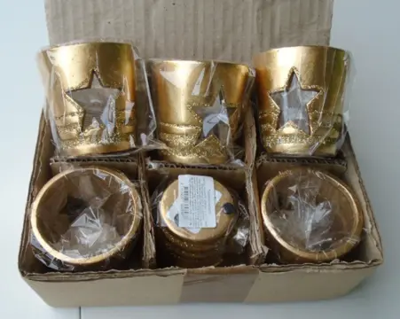 WAXINELICHT DOOS 6 STUKS GOUD STER Nieuw