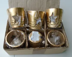 WAXINELICHT DOOS 6 STUKS GOUD STER Nieuw