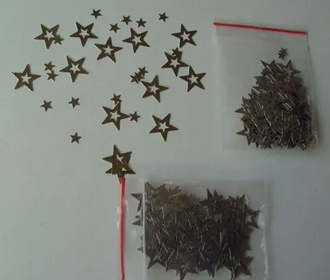 STROOI STERREN METAAL Zilverkleurig 10 zakjes NIEUW