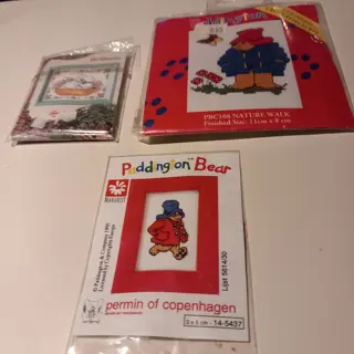 borduurpatronen -beertje Paddington - Lanarte - compleet- 11 x 8 cm, 5,- -compleet - 3x5 cm, 3,50 -