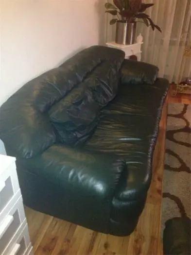 Groen leren bank te koop!