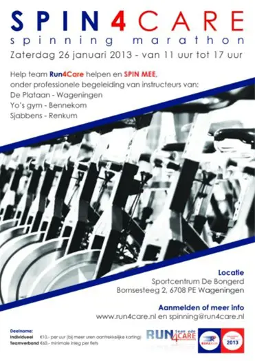 Spin4care: zaterdag 26 januari 2013. Kom ook spinnen!