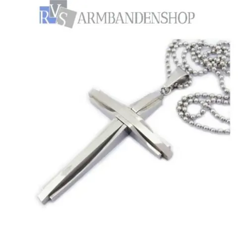 Div. rvs stalen zilver en goud kleurige kruisjes + ketting