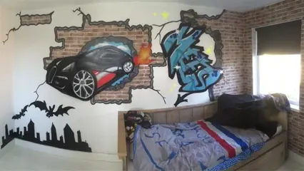 Graffiti, graffiti muurschilderingen, graffiti kinderkamer