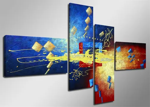 Nieuw canvas schilderij 4-luik Abstract Blauw 160 x 70 cm
