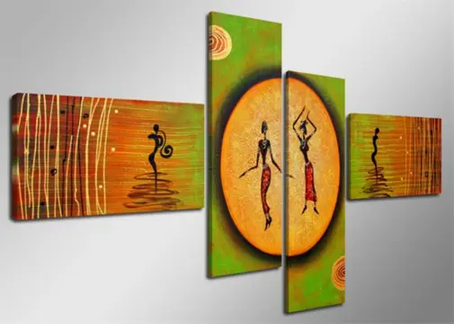 Nieuw canvas schilderij 4-luik Green Girls 160 x 70 cm