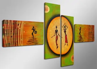 Nieuw canvas schilderij 4-luik Green Girls 160 x 70 cm