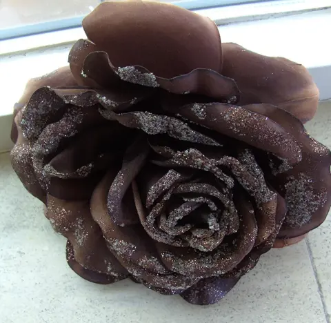 ZIJDEN ROOS DKR BRUIN dia 20 cm Nieuw