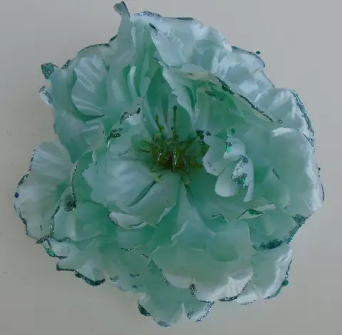 ZIJDEN ROZEN CYAAN dia 16 cm 6 stuks