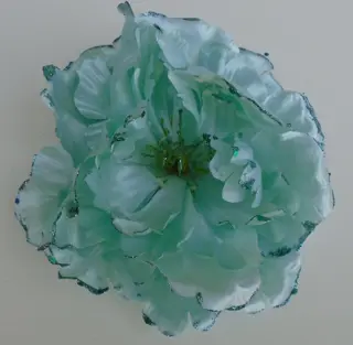 ZIJDEN ROZEN CYAAN dia 16 cm 6 stuks