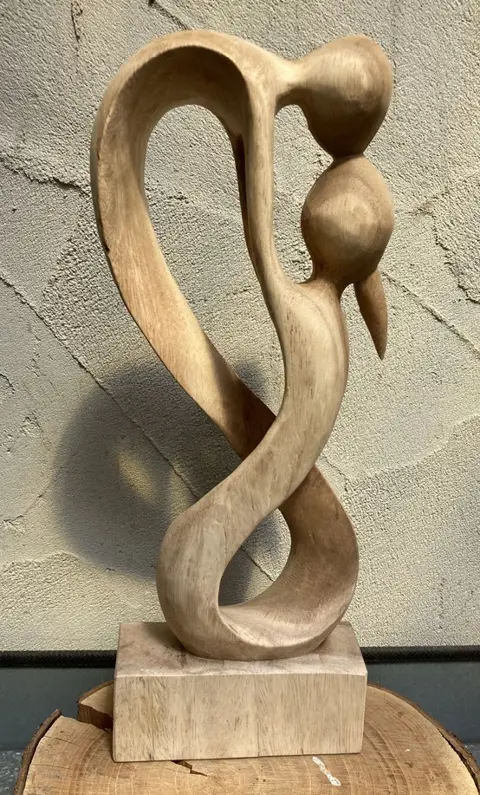 BEELD HOUTSNIJWERK PAAR IN WAVY NIEUW