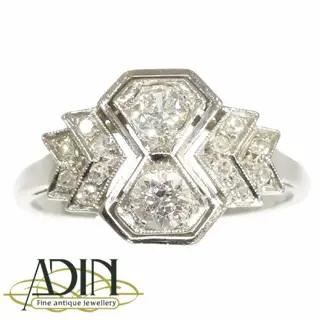Vintage platinum Art Deco ring met Diamant
