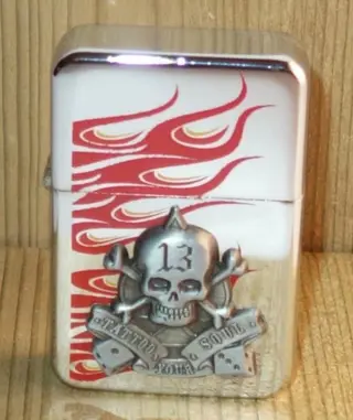 Aansteker " Doodskop tattoo soul " Zilverkleurig
