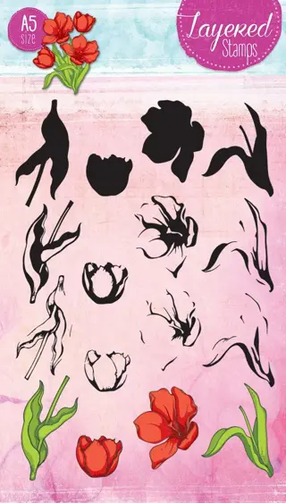 Bloemen - Layered Transparante Stempel - A5 Formaat