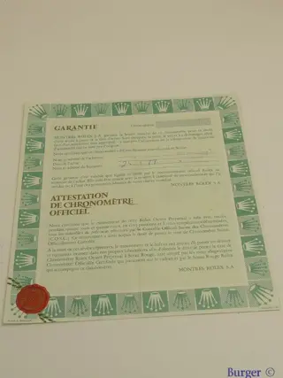 Rolex Warranty Certificate Ref: 69173