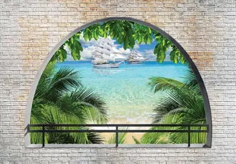 Staan fotobehang 3D zeilschip *Fotobehang4you
