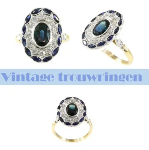 Vintage trouwring met prachtig saffier