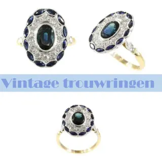 Vintage trouwring met prachtig saffier